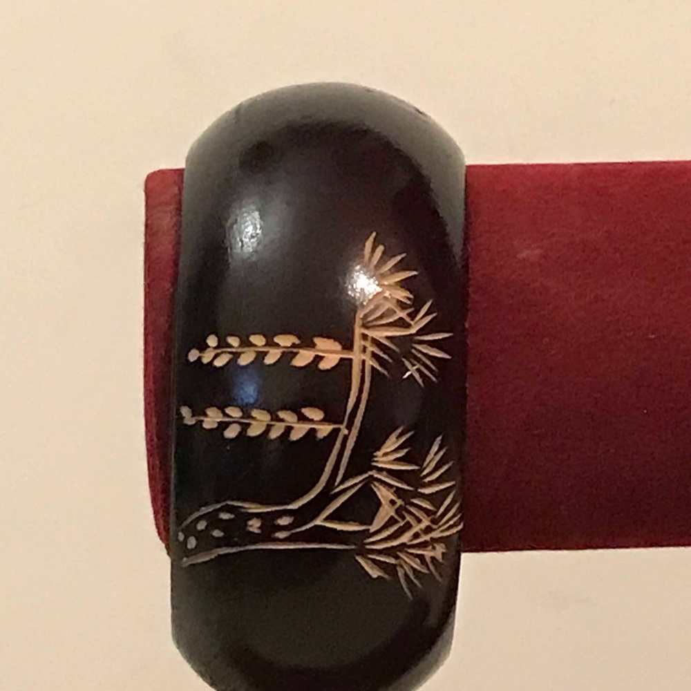 Engraved Wooden Bangle Bracelet